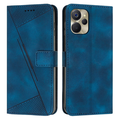 Blue leather phone case with lanyard, front flip cover and card slot detail
