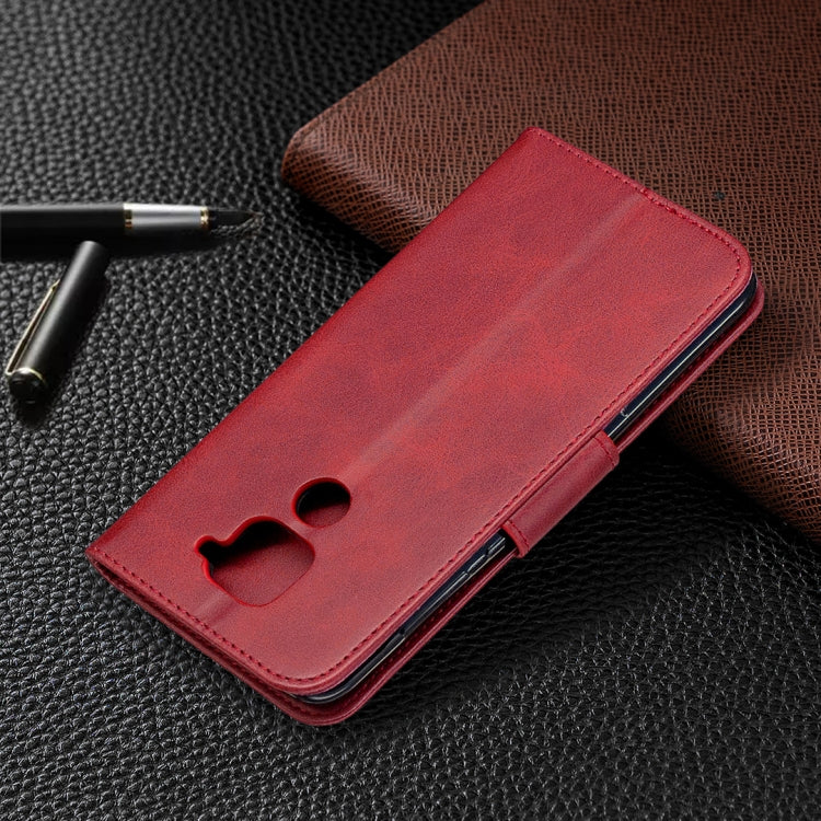 Red PU leather wallet phone case with camera cutout and magnetic flap