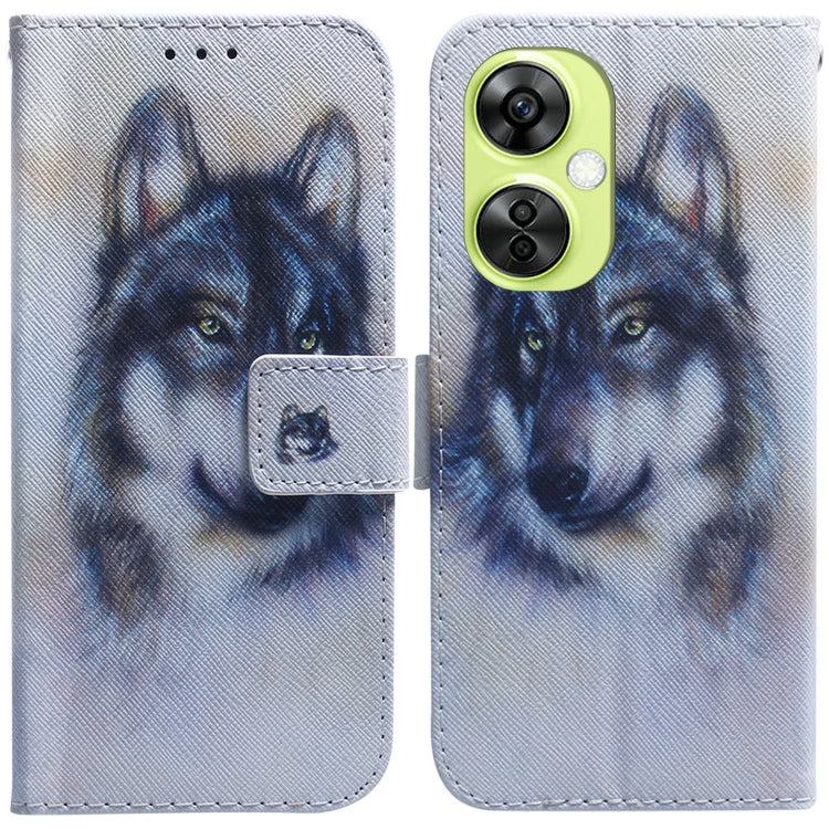 White wolf portrait flip leather phone case with card holder and lime dual camera cover