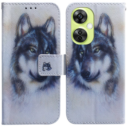 White wolf portrait flip leather phone case with card holder and lime dual camera cover