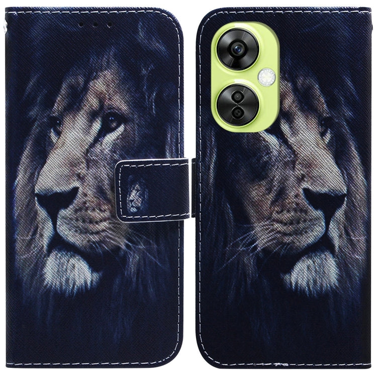 Flip leather phone case with wolf illustration, dual-tone navy and light blue design