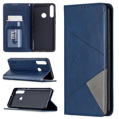 Blue magnetic flip leather phone case with card slots and stand for Huawei Y6p