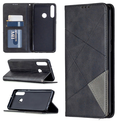 Charcoal magnetic flip leather phone case with card slots and stand for Huawei Y6p