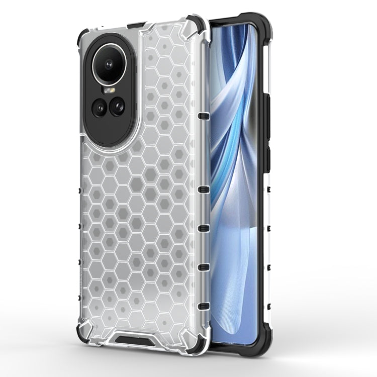 Honeycomb shockproof phone case in white with black bumper, hex grip texture