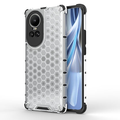Honeycomb shockproof phone case in white with black bumper, hex grip texture