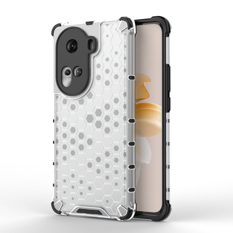 Honeycomb shockproof phone case in white with black bumper, hex pattern and camera cutouts