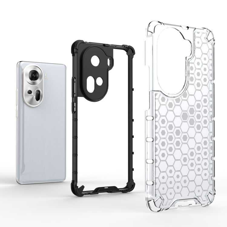 Honeycomb shockproof phone case set with white honeycomb design and camera cutouts