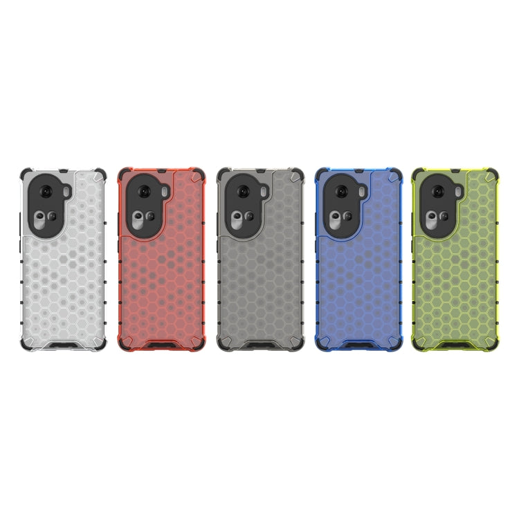 Honeycomb shockproof phone case in multiple colors: white, red, gray, blue, and green