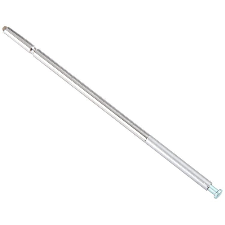 Angled silver stylus pen with fine tip and ring grip