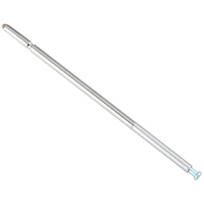Angled silver stylus pen with fine tip and ring grip