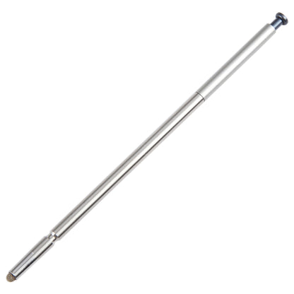 Silver touch stylus pen close-up of barrel and fine tip