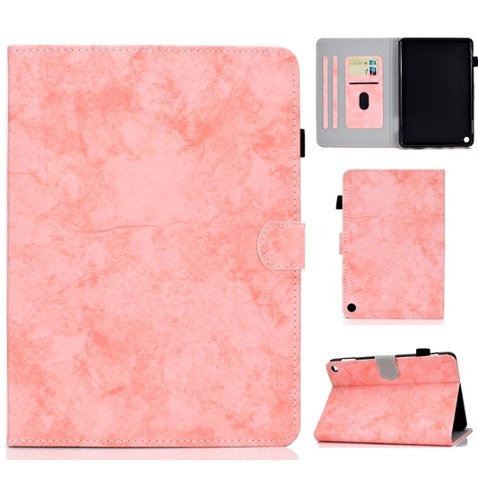 Pink marble-texture folio case with stand, card slot, and pen slot for 8-inch tablet