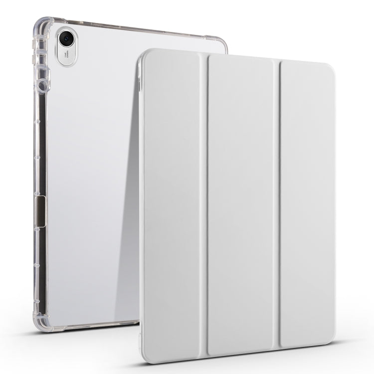 3-fold transparent TPU tablet case with white folio cover panels