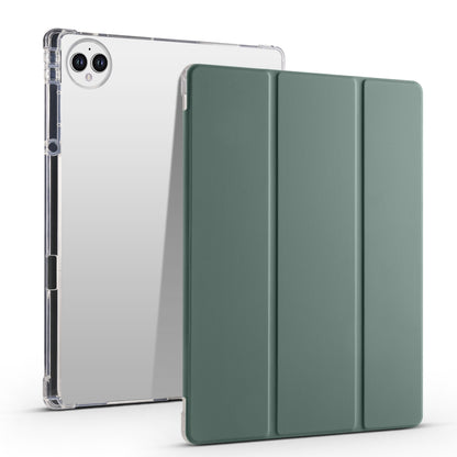 3-fold transparent TPU tablet case with green folio cover panels