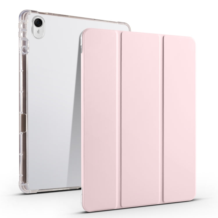 3-fold tablet case with transparent TPU back and pink fold cover for tablet protection
