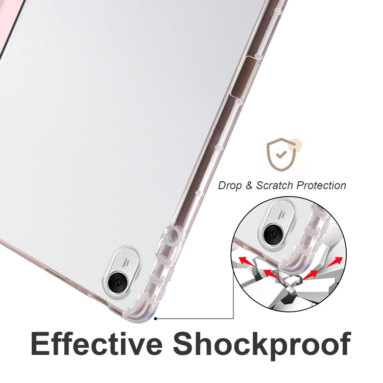 3-fold transparent TPU tablet case with reinforced clear corners and camera opening