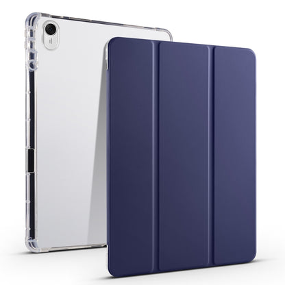 3-fold tablet case with transparent TPU back and dark blue fold cover