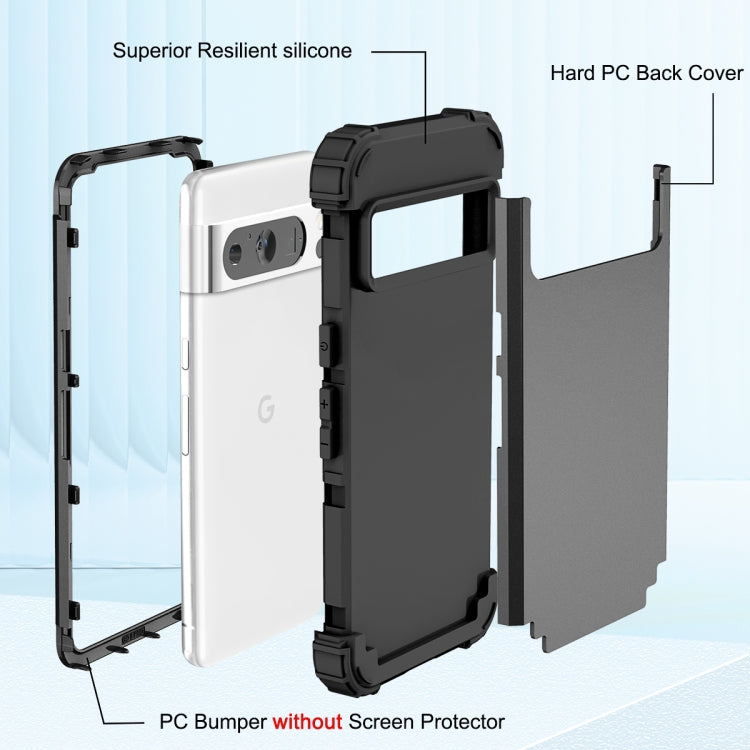 3 in 1 Shockproof PC + Silicone Phone Case, For Google Pixel 8 Pro, For Google Pixel 8