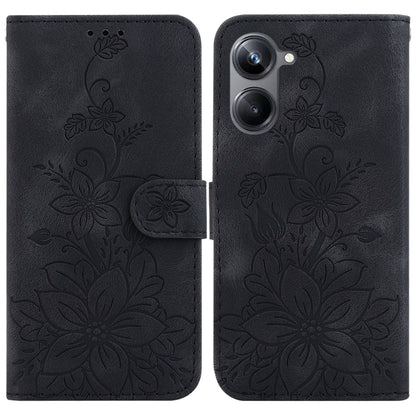 Dark embossed leather phone wallet case with floral pattern and flip cover