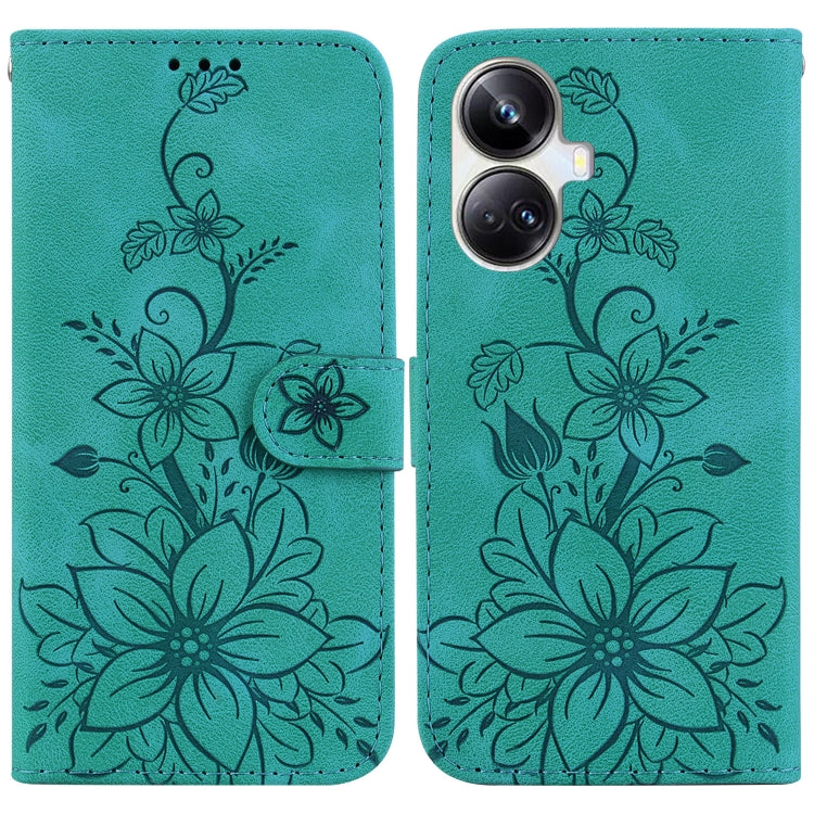 Teal embossed leather phone wallet case with floral pattern and flip cover