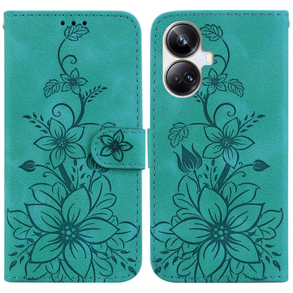 Teal embossed leather phone wallet case with floral pattern and flip cover