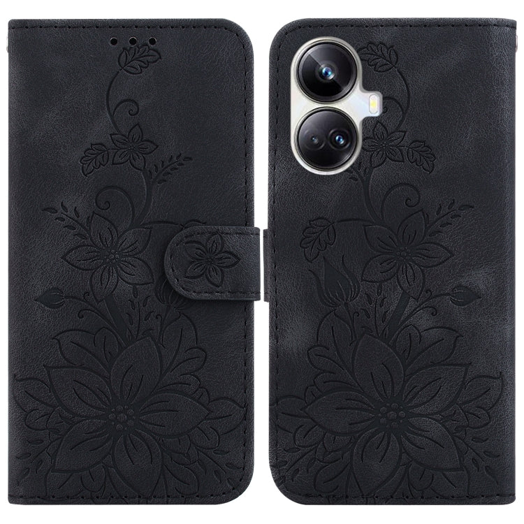 Dark embossed leather phone wallet case with floral pattern and flip cover