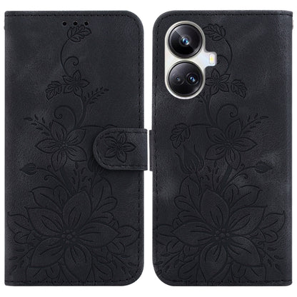 Dark embossed leather phone wallet case with floral pattern and flip cover