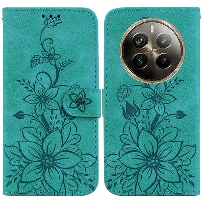 Floral embossed leather phone wallet case, teal, magnetic strap, camera cutout