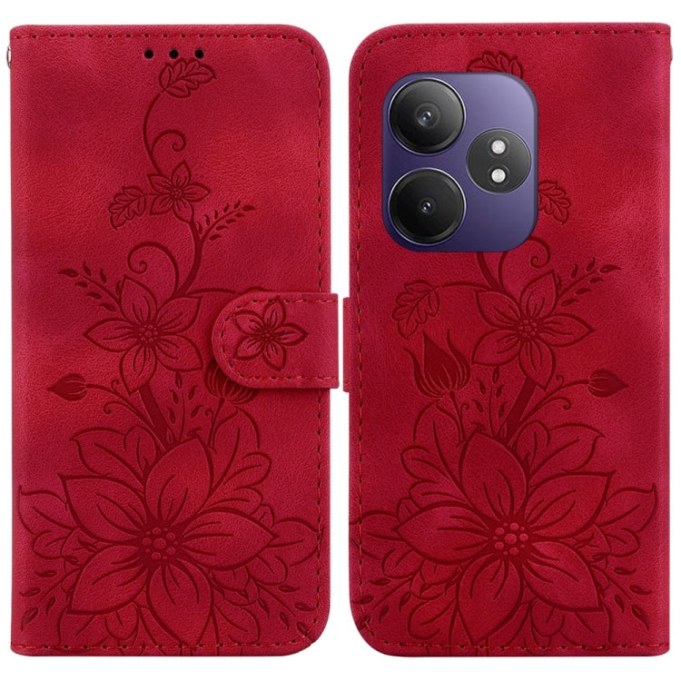 Lily Embossed Leather Phone Case, For Realme C100 4G / C100i 4G, For Realme C100 5G / 15x 5G India / P4 Lite 5G, For Realme 16 5G, For Realme 16 Pro+ 5G, For Realme 16 Pro 5G, For Realme 15T 5G, For Realme Narzo 80 Lite 4G / C71 India                  ...
