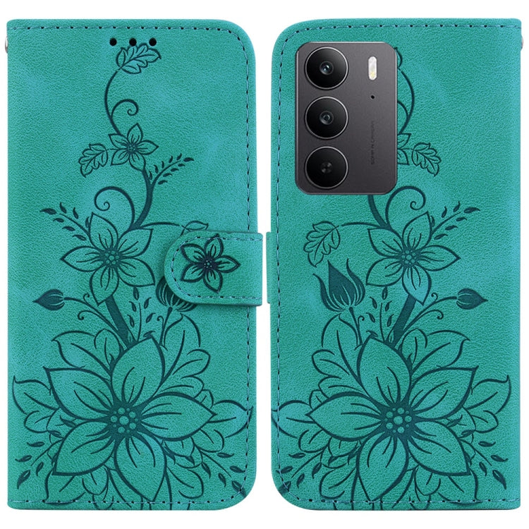 Lily Embossed Leather Phone Case, For Realme C100 4G / C100i 4G, For Realme C100 5G / 15x 5G India / P4 Lite 5G, For Realme 16 5G, For Realme 16 Pro+ 5G, For Realme 16 Pro 5G, For Realme 15T 5G, For Realme Narzo 80 Lite 4G / C71 India                  ...
