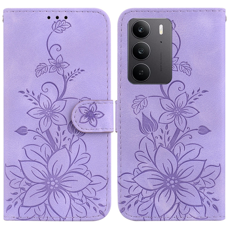 Lily Embossed Leather Phone Case, For Realme C100 4G / C100i 4G, For Realme C100 5G / 15x 5G India / P4 Lite 5G, For Realme 16 5G, For Realme 16 Pro+ 5G, For Realme 16 Pro 5G, For Realme 15T 5G, For Realme Narzo 80 Lite 4G / C71 India                  ...