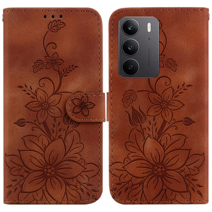 Lily Embossed Leather Phone Case, For Realme C100 4G / C100i 4G, For Realme C100 5G / 15x 5G India / P4 Lite 5G, For Realme 16 5G, For Realme 16 Pro+ 5G, For Realme 16 Pro 5G, For Realme 15T 5G, For Realme Narzo 80 Lite 4G / C71 India                  ...