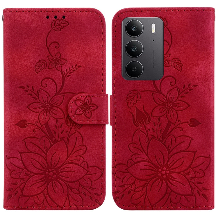 Lily Embossed Leather Phone Case, For Realme C100 4G / C100i 4G, For Realme C100 5G / 15x 5G India / P4 Lite 5G, For Realme 16 5G, For Realme 16 Pro+ 5G, For Realme 16 Pro 5G, For Realme 15T 5G, For Realme Narzo 80 Lite 4G / C71 India                  ...