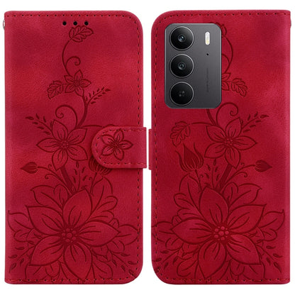 Lily Embossed Leather Phone Case, For Realme C100 4G / C100i 4G, For Realme C100 5G / 15x 5G India / P4 Lite 5G, For Realme 16 5G, For Realme 16 Pro+ 5G, For Realme 16 Pro 5G, For Realme 15T 5G, For Realme Narzo 80 Lite 4G / C71 India                  ...
