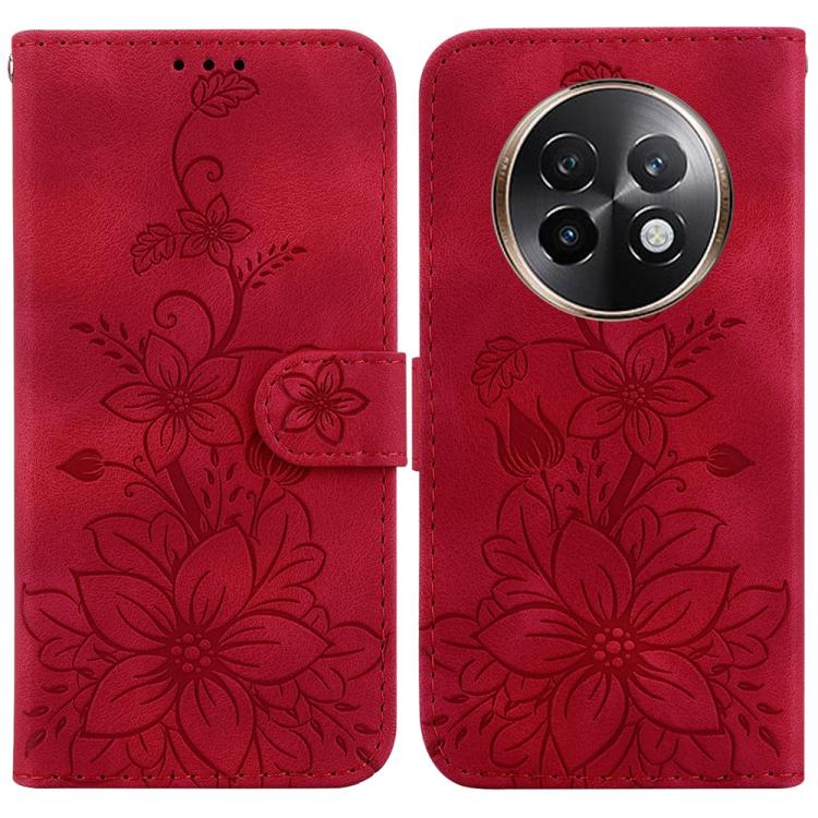 Lily Embossed Leather Phone Case, For Realme C100 4G / C100i 4G, For Realme C100 5G / 15x 5G India / P4 Lite 5G, For Realme 16 5G, For Realme 16 Pro+ 5G, For Realme 16 Pro 5G, For Realme 15T 5G, For Realme Narzo 80 Lite 4G / C71 India                  ...