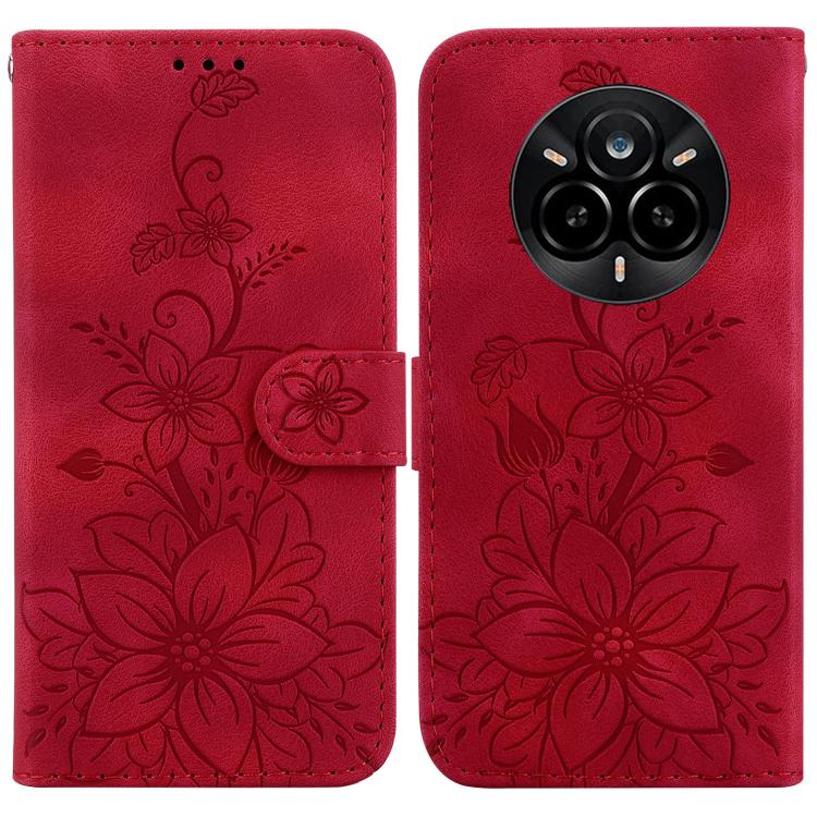 Lily Embossed Leather Phone Case, For Realme C100 4G / C100i 4G, For Realme C100 5G / 15x 5G India / P4 Lite 5G, For Realme 16 5G, For Realme 16 Pro+ 5G, For Realme 16 Pro 5G, For Realme 15T 5G, For Realme Narzo 80 Lite 4G / C71 India                  ...