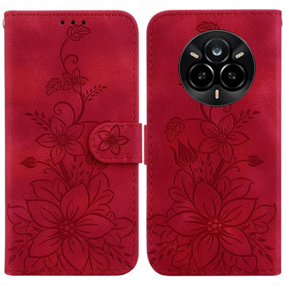 Lily Embossed Leather Phone Case, For Realme C100 4G / C100i 4G, For Realme C100 5G / 15x 5G India / P4 Lite 5G, For Realme 16 5G, For Realme 16 Pro+ 5G, For Realme 16 Pro 5G, For Realme 15T 5G, For Realme Narzo 80 Lite 4G / C71 India                  ...