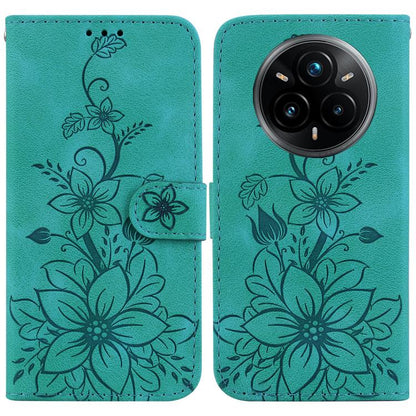Lily Embossed Leather Phone Case, For Realme C100 4G / C100i 4G, For Realme C100 5G / 15x 5G India / P4 Lite 5G, For Realme 16 5G, For Realme 16 Pro+ 5G, For Realme 16 Pro 5G, For Realme 15T 5G, For Realme Narzo 80 Lite 4G / C71 India                  ...