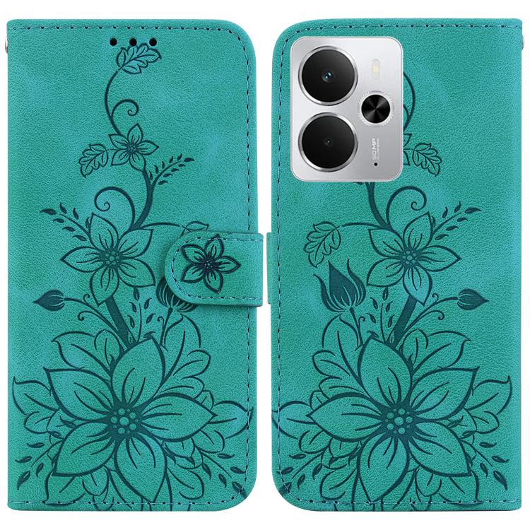 Lily Embossed Leather Phone Case, For Realme C100 4G / C100i 4G, For Realme C100 5G / 15x 5G India / P4 Lite 5G, For Realme 16 5G, For Realme 16 Pro+ 5G, For Realme 16 Pro 5G, For Realme 15T 5G, For Realme Narzo 80 Lite 4G / C71 India                  ...