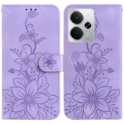 Lily Embossed Leather Phone Case, For Realme C100 4G / C100i 4G, For Realme C100 5G / 15x 5G India / P4 Lite 5G, For Realme 16 5G, For Realme 16 Pro+ 5G, For Realme 16 Pro 5G, For Realme 15T 5G, For Realme Narzo 80 Lite 4G / C71 India                  ...