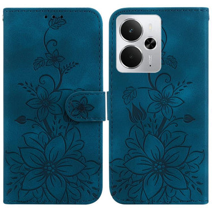 Lily Embossed Leather Phone Case, For Realme C100 4G / C100i 4G, For Realme C100 5G / 15x 5G India / P4 Lite 5G, For Realme 16 5G, For Realme 16 Pro+ 5G, For Realme 16 Pro 5G, For Realme 15T 5G, For Realme Narzo 80 Lite 4G / C71 India                  ...