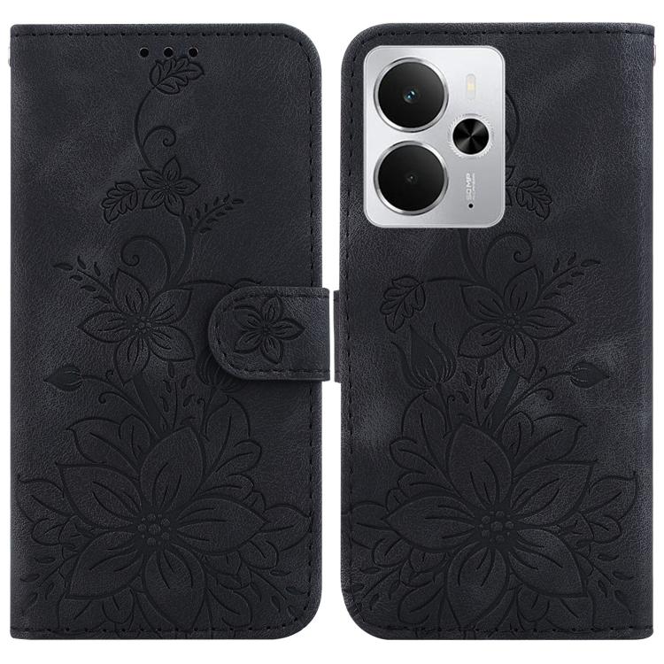 Lily Embossed Leather Phone Case, For Realme C100 4G / C100i 4G, For Realme C100 5G / 15x 5G India / P4 Lite 5G, For Realme 16 5G, For Realme 16 Pro+ 5G, For Realme 16 Pro 5G, For Realme 15T 5G, For Realme Narzo 80 Lite 4G / C71 India                  ...