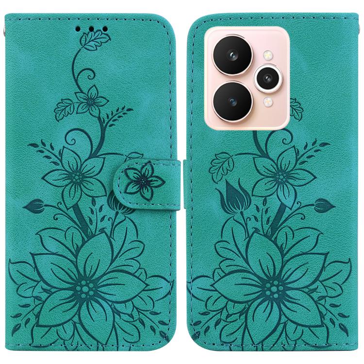 Lily Embossed Leather Phone Case, For Realme C100 4G / C100i 4G, For Realme C100 5G / 15x 5G India / P4 Lite 5G, For Realme 16 5G, For Realme 16 Pro+ 5G, For Realme 16 Pro 5G, For Realme 15T 5G, For Realme Narzo 80 Lite 4G / C71 India                  ...