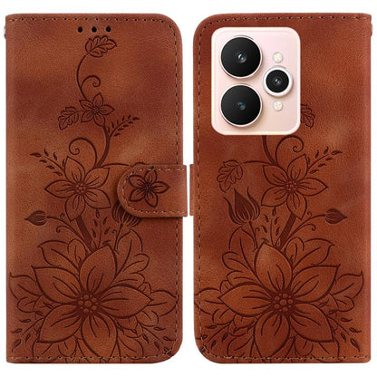 Lily Embossed Leather Phone Case, For Realme C100 4G / C100i 4G, For Realme C100 5G / 15x 5G India / P4 Lite 5G, For Realme 16 5G, For Realme 16 Pro+ 5G, For Realme 16 Pro 5G, For Realme 15T 5G, For Realme Narzo 80 Lite 4G / C71 India                  ...