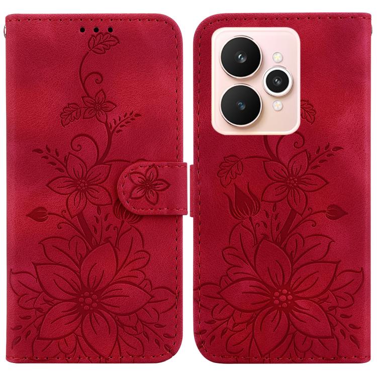 Lily Embossed Leather Phone Case, For Realme C100 4G / C100i 4G, For Realme C100 5G / 15x 5G India / P4 Lite 5G, For Realme 16 5G, For Realme 16 Pro+ 5G, For Realme 16 Pro 5G, For Realme 15T 5G, For Realme Narzo 80 Lite 4G / C71 India                  ...