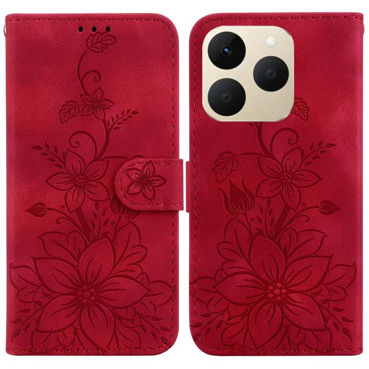 Lily Embossed Leather Phone Case, For Realme C100 4G / C100i 4G, For Realme C100 5G / 15x 5G India / P4 Lite 5G, For Realme 16 5G, For Realme 16 Pro+ 5G, For Realme 16 Pro 5G, For Realme 15T 5G, For Realme Narzo 80 Lite 4G / C71 India                  ...