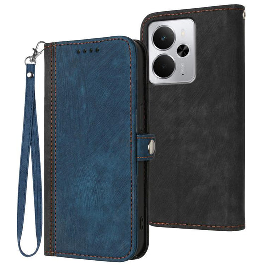Side Buckle Double Fold Hand Strap Leather Phone Case, For Realme 14 / P3 5G Global, For Realme P3 Ultra 5G, For Realme P3 Pro, For Realme 14 Pro+, For Realme 14 Pro, For Realme 14x Global, For Realme C75 Global, For Realme GT7 Pro                     ...