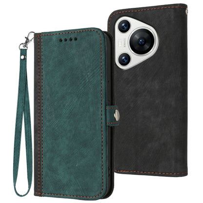 Side Buckle Double Fold Hand Strap Leather Phone Case, For Huawei Enjoy 80 Plus, For Huawei Pura 80 5G, For Huawei Mate 70 Pro / Mate 70 Pro+, For Huawei Mate 70, For Huawei Pura 70 Pro / Pura 70 Pro+, For Huawei nova 12i, For Huawei nova 12s          ...