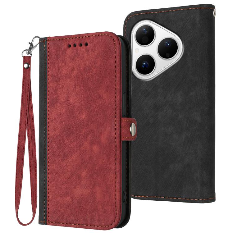 Side Buckle Double Fold Hand Strap Leather Phone Case, For Huawei Enjoy 80 Plus, For Huawei Pura 80 5G, For Huawei Mate 70 Pro / Mate 70 Pro+, For Huawei Mate 70, For Huawei Pura 70 Pro / Pura 70 Pro+, For Huawei nova 12i, For Huawei nova 12s          ...