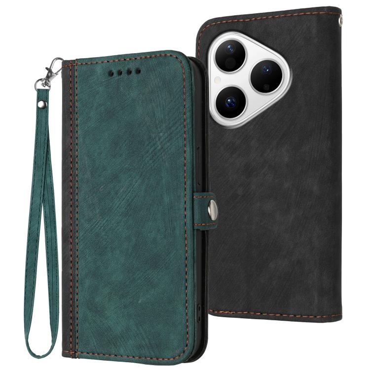 Side Buckle Double Fold Hand Strap Leather Phone Case, For Huawei Enjoy 80 Plus, For Huawei Pura 80 5G, For Huawei Mate 70 Pro / Mate 70 Pro+, For Huawei Mate 70, For Huawei Pura 70 Pro / Pura 70 Pro+, For Huawei nova 12i, For Huawei nova 12s          ...